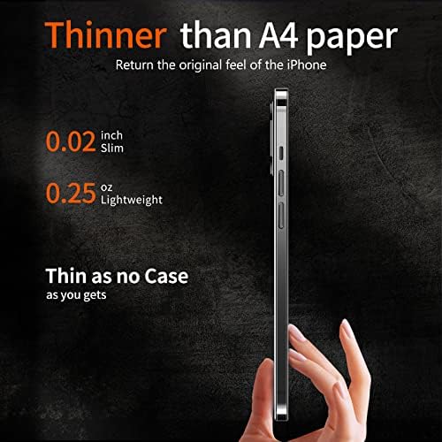 Dataroad iPhone 14 Pro Max Slim Case [hârtie subțire]0.2 mm 6.7 Inch,cu 2 Ecran Protector sticlă călită, piele transparentă se potrivesc înapoi [non îngălbenire]Ultra Full telefon de protecție capac[anti-amprente], clar