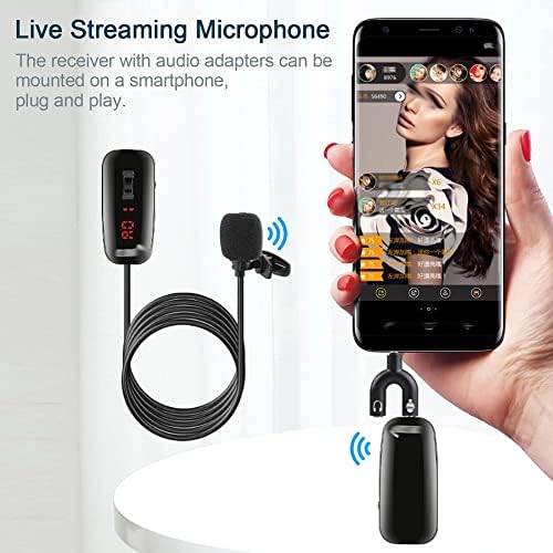 Lhllhl Lavalier microfon Mini rever înregistrare Live Streaming microfon 50UHF pentru camera video Smartphone Laptop 50m gama