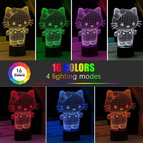 16 culori Cat Night Light cu telecomandă cameră decorare Cat Illusion lampă cadou pentru fete copii