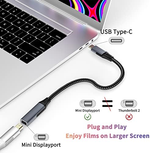 KNAIVE USB TIP C la feminin Mini DisplayPort DP Adapter Support 4K@60Hz Compatibil cu MacBook Pro Dell XPS și USB C Dispozitiv