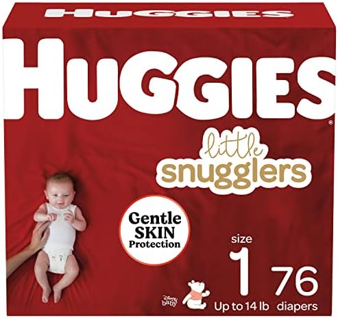 Scutece pentru bebeluși Mărimea 1, 76ct, Huggies Little Snugglers, protecție blândă a pielii