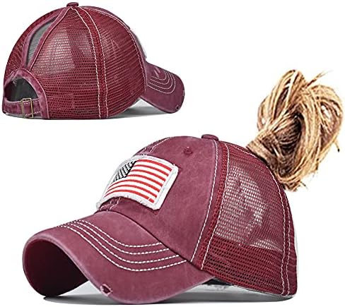 Capac de baseball cu coada de ponei de înaltă ponei pentru bărbați pentru femei reglabil tamar trucker pălărie de plasă