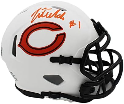 Justin Fields a semnat Chicago Bears viteza lunar NFL Mini casca-autografe NFL mini căști