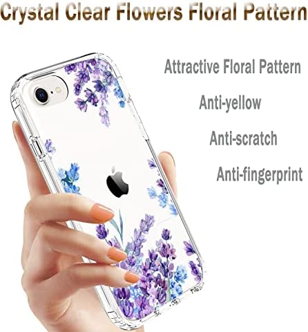 Carcasă Yiyiyaya pentru iPhone SE 2022, carcasă iPhone SE 2020 cu protector de ecran încorporat, model floral clar pentru fete
