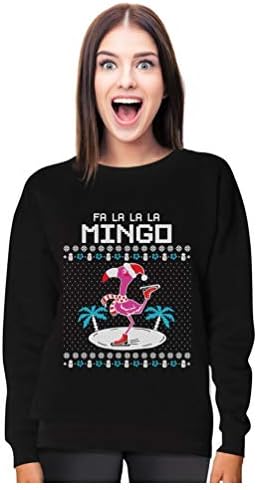 Fa La La Flamingo Hanorac pentru femei adolescente fete urâte de Crăciun Stil de pulover de Crăciun