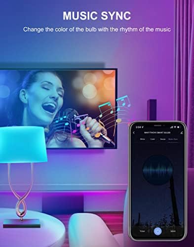 MAKYTWOW A15 E26 bec inteligent Wi-Fi lumini LED compatibile cu Alexa, Google Home Dimmable Multi-Color Color Schimbarea 5w=50W,