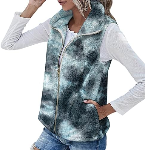 Paltoane pentru femei Fuzzy Fleece jacheta moda ușoare Vesta moale fără mâneci Cardigan fermoar îmbrăcăminte exterioară cu