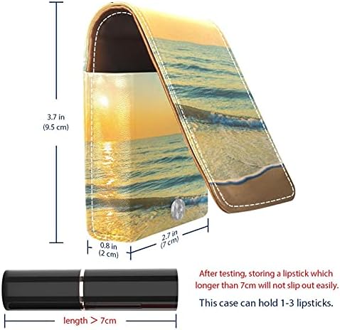 Ruj Caz Cu Oglinda Dusk Beach Lip Gloss Titularul Portabil Ruj Depozitare Box Travel Machiaj Bag Mini Piele Cosmetice Husă