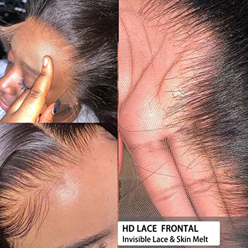 Peruci de păr uman de 28 inci pentru femei negre din dantelă peruci din față drept 150% densitate pre -smulsă peruci frontale