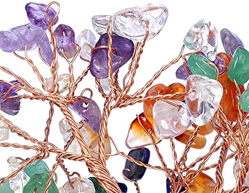 Top Plaza Bundle-2 articole: 7 Chakra Crystals Tree Healing Crystal Stones învelite pe bază naturală de piatră Fluorită brută