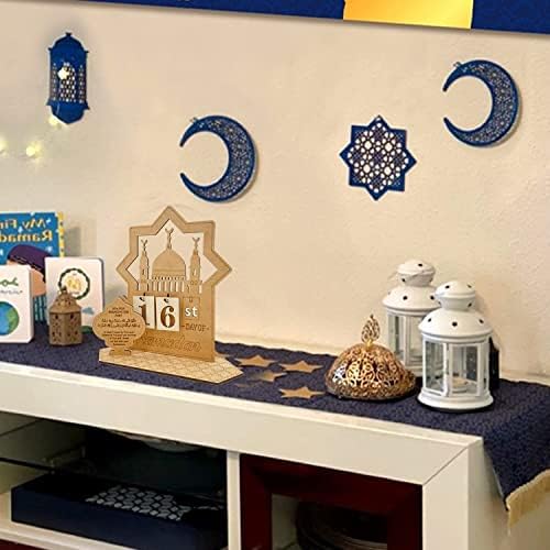 Eid Ramadan Advent Calendar din lemn DIY Countdown calendare decoratiuni pentru Casa, 30 de zile Eid Mubarak Ramadan Party