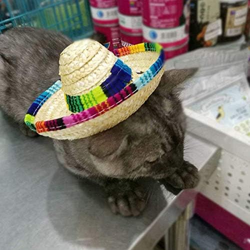 Câine Sombrero pălărie, Mini paie Sombrero Pălării Mexican Pălării Sombrero partid pălării pentru animale de companie mici