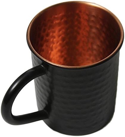 Alchemade Pure Copper Black Moscow Mule Mule - 14 oz Cupa originală de cupru cu ciocane pentru cati, cocktail -uri sau