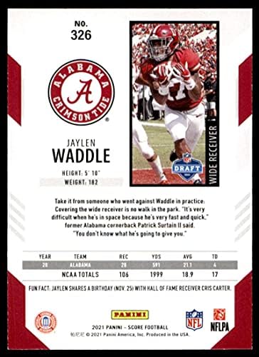 2021 Scor 326 Jaylen Waddle Alabama Crimson Tide NM-MT NFL fotbal