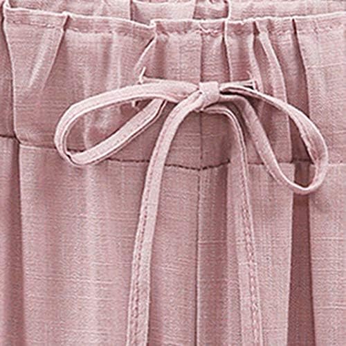 Pantaloni de lenjerie Femei 2023, Modă de vară Solid Solid Pantaloni de lenjerie de bumbac cu buzunar Casual Casual Pantaloni