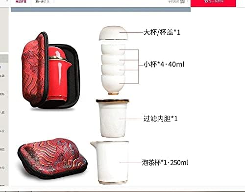 Liaanxiao - Ceai de călătorie set un ceainic Patru ceaiuri de la birou pentru casă pentru exterior, pungă portabilă de depozitare
