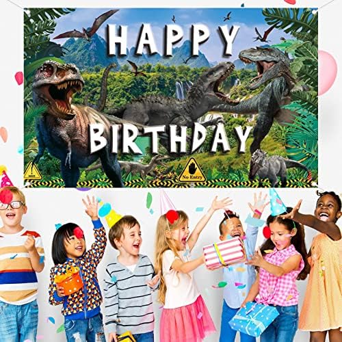 Dinozaur Happy Birthday Background Banner / Jungle Theme Happy Birthday Photography Background / Dinosaur Birthday Party Decoratiuni