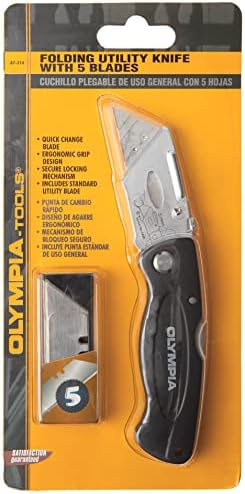 Olympia Tools 6pack cuțit utilitar pliabil Cutter cutie cu schimbare rapidă cu lamă de 5 buc 90-982, Negru