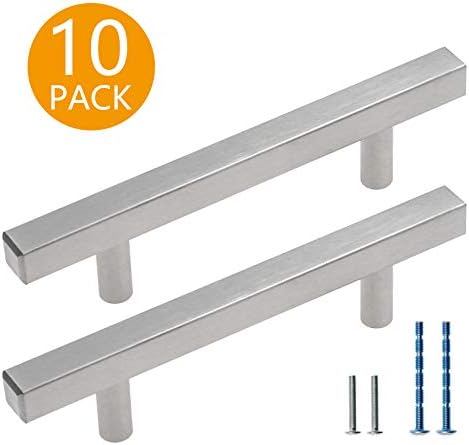 YOOHEY 10 pachet 3-1/2 Mânere dulap central de gaură sertare nichel periat trage dulapul trageți bucătărie hardware mânere