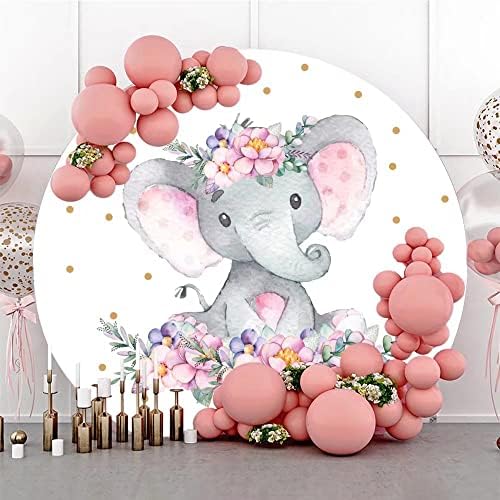Dashan Pink Elephant Baby shower decoratiuni pentru fata Elephant Party Decoratiuni fundal rotund Baby Shower fundal pentru