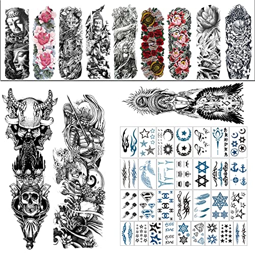 12 bucăți de mâneci temporare de tatuaj temporar cu braț complet supradimensionat pentru bărbați și femei 170*480mm 30 bucăți
