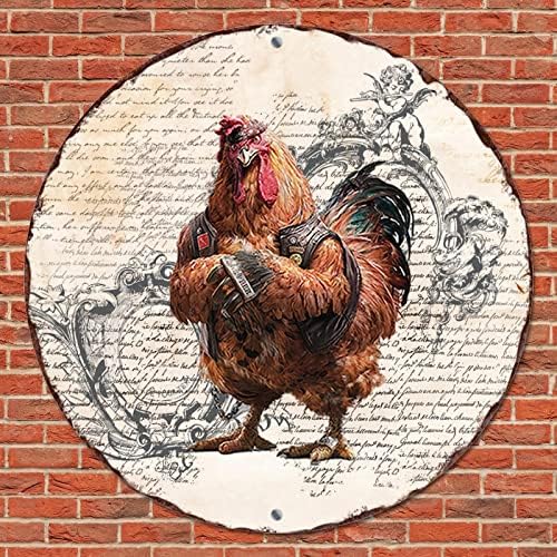 Round Metal Metal Semn amuzant Farm Roosters Rusty Farmhouse Chicken Coop Coop Sign Vintage Coroană Semne Metal Artă Artă Metală