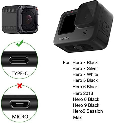 Încărcător cablu de încărcare Cablu [USB-C, 5ft]compatibil pentru GoPro Hero 9 Hero 8 Hero 7 Negru, Max Hero 7 Silver Hero