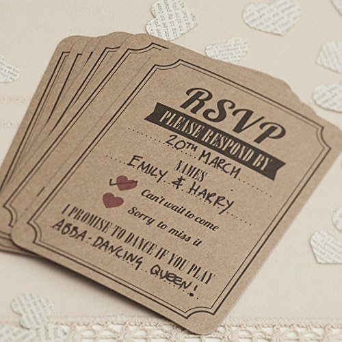 Ginger Ray Brown Kraft RSVP Carduri de nuntă Invitații, Afaceri vintage