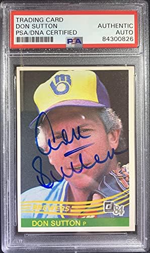 Don Sutton Auto Card 1984 Donruss #414 MLB Milwaukee Brewers PSA Encapsulat