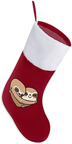 Sloth Heart Christmas Stocking Xmas Arbore șemineu Socks atârnat cu scurte decor de manșetă de pluș pentru petreceri de vacanță