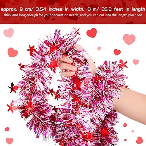26,2 metri Ziua Îndrăgostiților Garland Inima Metalică Tinsel Tinsel Ghirland pentru Valentine Arbore Decorând Ghirlandă Roșie
