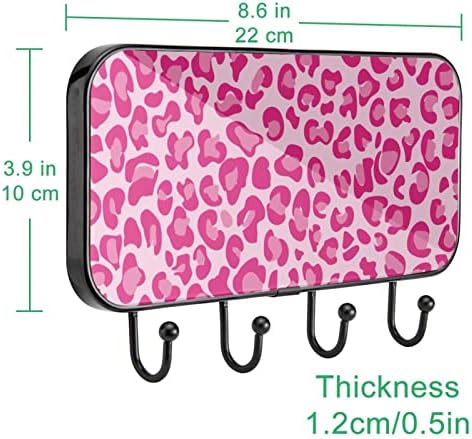 Roz leopard tipar imprimat raft de strat de suport pentru perete, suport pentru haina de intrare cu 4 cârlig pentru haina haine
