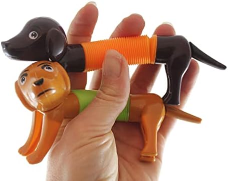 Set de pungi curioase de minți cu 12 drăguțe de câine Weiner Pull și Pop Snap Animal Expanding Flexible acordeon Tube Toy -