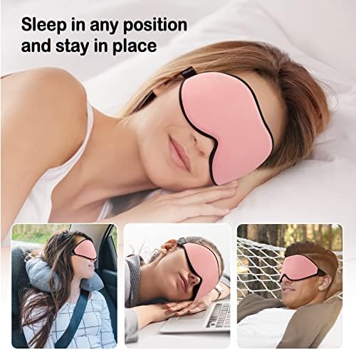 Măști de somn litbear pentru femei, masca de ochi roz pentru somn, mască confortabilă de somn, capac de ochi conturat moale