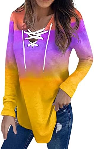 NOKMOPO femei & nbsp; Topuri atmosferic moda Vrac Casual Zilnic imprimare V-Neck Maneca lunga Top bază tricot Tricouri