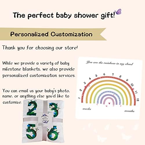 Qicaiyun Baby Milestone Blanket Rainbow, Luna nou -născuților cadou pătură pentru duș pentru copii, imagini de reper pentru