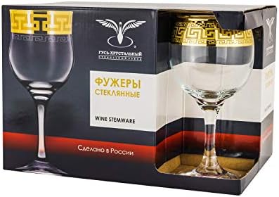 Cadouri mondiale pahar de vin cu ramă de aur Set de sticlă din 6 piese model cheie greacă articole de băut contemporane