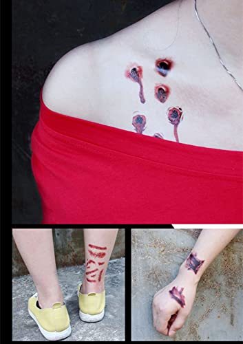 Cheeryal 10 pachete de Halloween Zombie SCARS Tatuaje Autocolante cu Fake Scab Blood Special FX Machiaj de machiaj