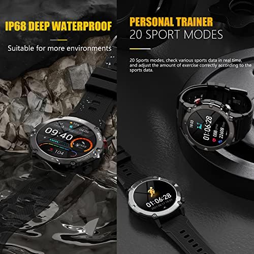 Ceasuri inteligente pentru bărbați - Bluetooth Call IP68 Watersproof Fitness Tracker pentru iPhone -uri iOS Android cu tensiune