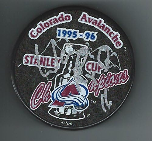 Warren Rychel a semnat cu Colorado Avalanche 1996 campioni ai Cupei Stanley puck-autografe NHL pucks