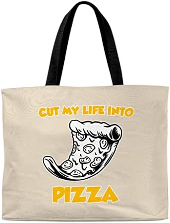 Tăiați -mi viața în Pizza Tote Bag - geantă de cumpărături amuzante - Pizza Tote Bag