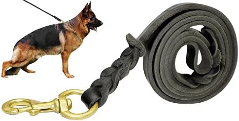 Leash pentru câini din piele neagră - Leashes pentru câini din piele împletită - lesă de antrenament pentru câini - antrenament