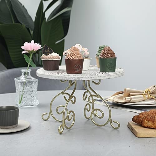 Suport pentru tort din lemn văruit de 12 inci MyGift, suport pentru Cupcake și suport pentru tort pentru tavă de desert cu