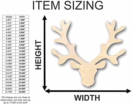 Formă de coarne de cap de ren din lemn neterminat - Animal - faună sălbatică - Meșteșug - până la 24 DIY 3 / 1/8