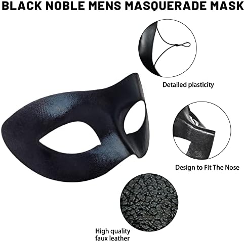 HyperFun Masquerade Mask pentru bărbați Clasic Vintage venețian Mens Mask ușor blând, special pentru costum, petreceri tematice