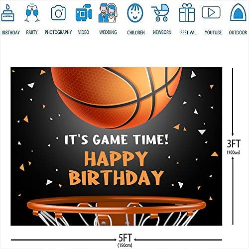 Ticuenicoa 5x3ft baschet tematice fundal Happy Birthday Party Decoratiuni pentru adolescenti copii joc Timp fundal pentru Fotografie