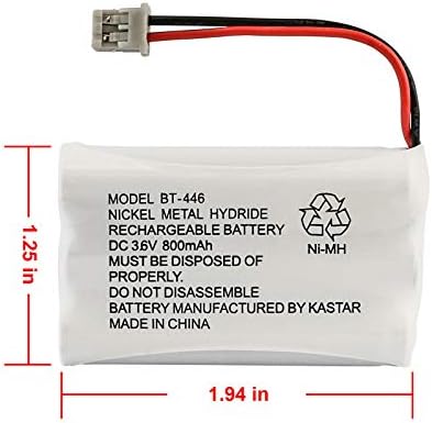 Baterie cu 2 pachete KASTAR NI-MH 3.6V 800MAH Înlocuire pentru HI Capacitate B7018, Interstate Tel0375, Lenmar CBC446 CBC-446,