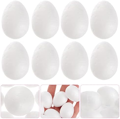 Amosfun 50 pcs alb meșteșuguri de spumă ouă polistiren ouă de ambarcațiuni pentru a face ouă pentru meșteșuguri de artă DIY Decorare de Paște DIY Picting School Proiecte de 3,5cm
