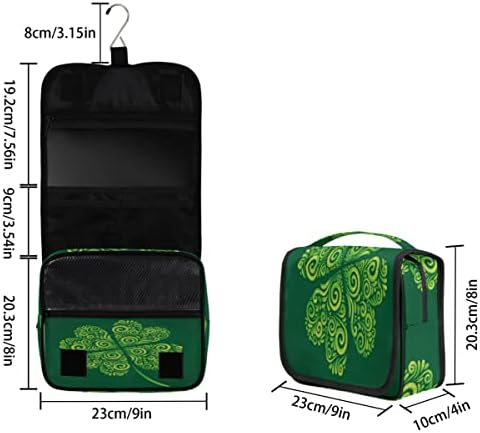 Bag de toaletă de călătorie agățat norocos 4 frunze de culoare verde închis cu capacitate mare capacitate impermeabilă geantă
