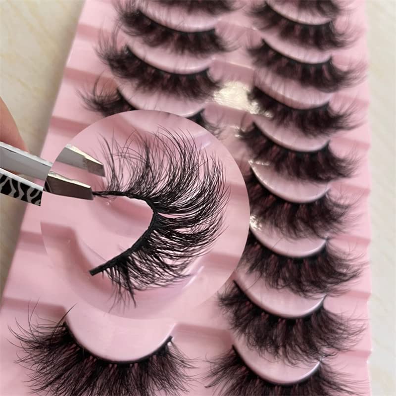 Fluffy Cat-Eye Lashes Natural Look Clear Band Fluffy Faux Mink Lashes